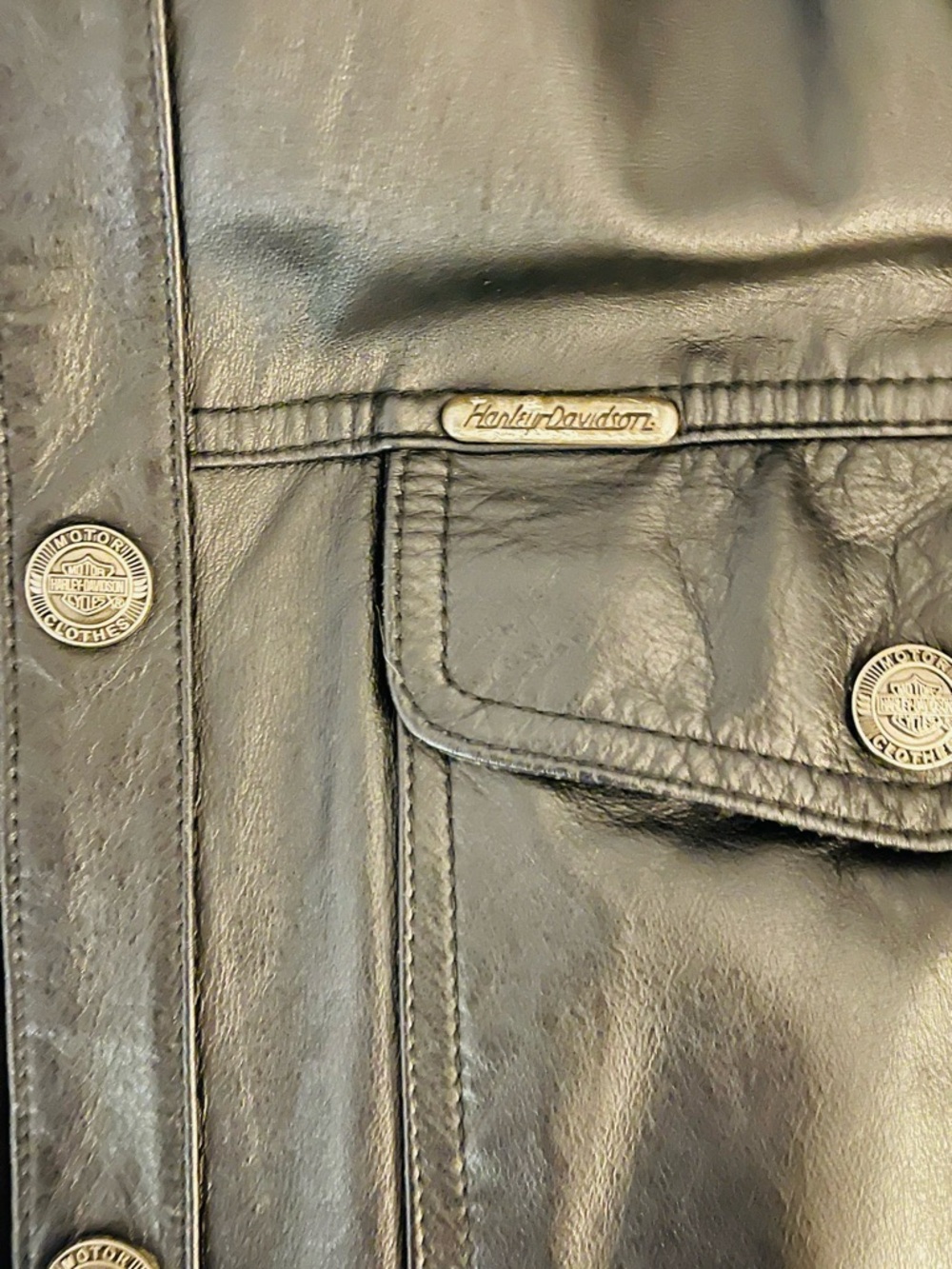HARLEY DAVIDSON 100 % Leather Button-down Front shacket - Picture 6 of 8
